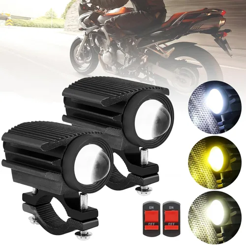 Windance 2 unidades de faro LED para motocicleta, 32W, 4 modos, haz alto/bajo, amarillo/blanco, 6500K, impermeable, foco auxiliar para tractor,
