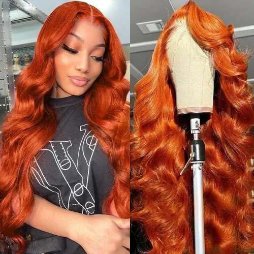 Miniatura 5 de ZGWG Pelucas de cabello humano con encaje frontal de color rojo, densidad del 180%, 13x6, 99J, pelucas de cabello humano virgen brasileño 12A