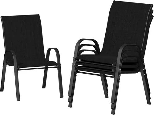 Miniatura 17 de UDPATIO Patio Chairs Set of 2, Stackable Silver Outdoor Dining Chairs with High Back, Breathable Textilene Fabric Outdoor Chair All Weather, for