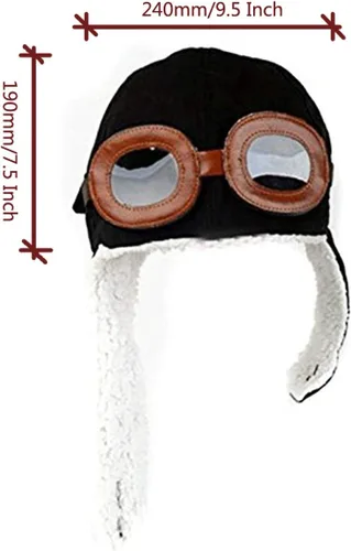 Miniatura 3 de CTKcom Paquete de 2 gorros de forro polar Pilot Aviator con orejeras para niños, paquete de 2 (café + negro)