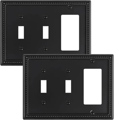 Miniatura 30 de Paquete de 4 placas de cubierta para interruptor de luz de palanca individual, cubiertas decorativas de perlas, placa de pared de metal almendra