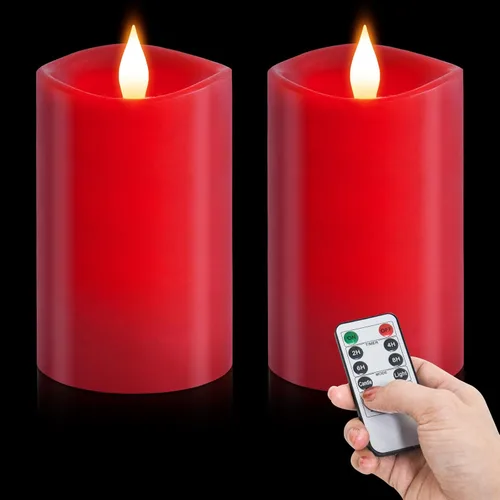 Miniatura 15 de Velas sin llama de 3 x 3 que funcionan con pilas con temporizador remoto, duran 600 horas, velas de batería parpadeantes, velas LED eléctricas