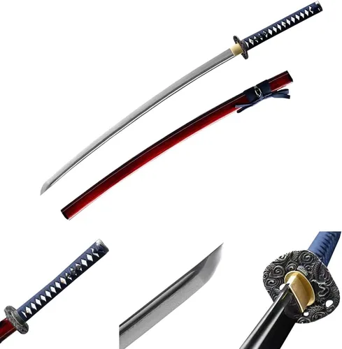 Miniatura 10 de Espada japonesa samurái negra Katana espadas forjadas a mano