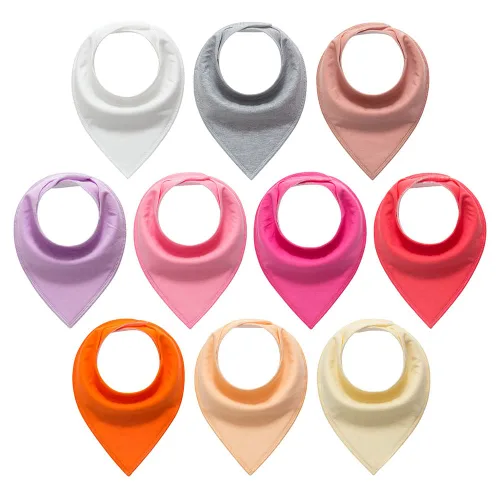 Baberos bandana para bebé, paquete de 10 baberos para bebés, niños, niñas, unisex, 100% algodón, baberos suaves y absorbentes (rosa y amarillo)