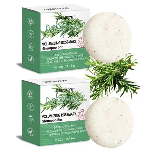 Paquete de 2 barras de champú de romero para el cabello, limpieza profunda para champú jabón de pérdida de cabello del cuero cabelludo, control de