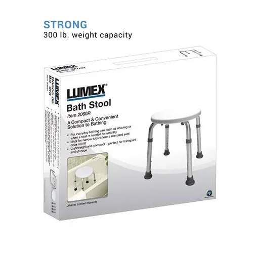 Miniatura 4 de Graham-Field 2060R-1 Lumex - Taburete de ducha, altura ajustable, pies antideslizantes y capacidad de peso de 300 libras, color blanco