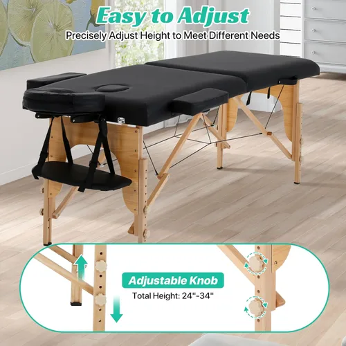 Miniatura 5 de Mesa de masaje portátil - Cama de spa plegable para fisioterapia, esteticista, tatuaje - negro