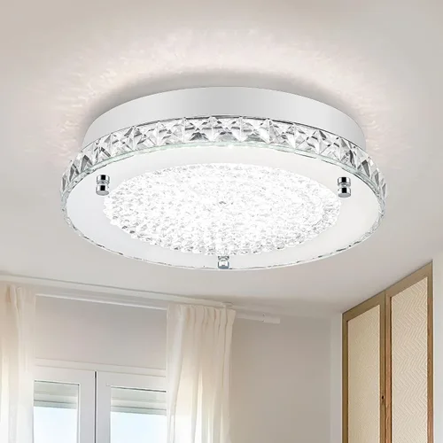 Miniatura 10 de Lámpara de techo de cristal de montaje empotrado, moderna lámpara de techo LED de 4000 K, lámpara de techo redonda de 8 pulgadas para espacios