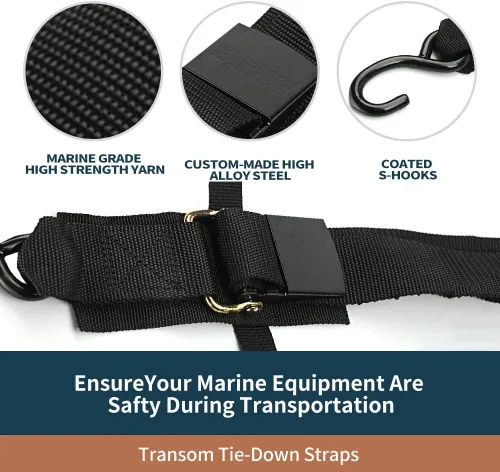 Miniatura 2 de Seamander Correas de Amarre de Barco a Remolque - Amarres de Popa de Grado Marino de 2 pulgadas x 48 pulgadas Correas Ajustables para Remolque
