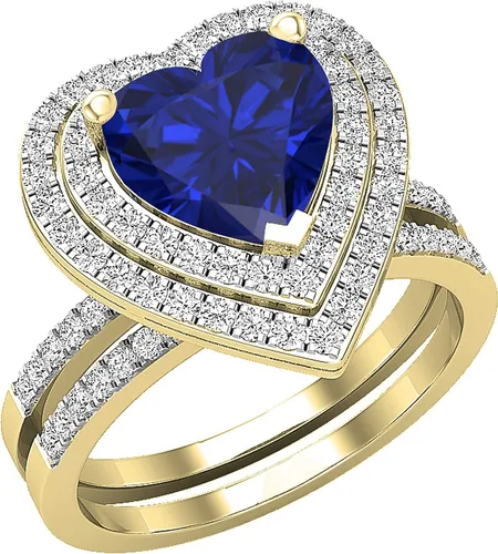 Miniatura 26 de Dazzlingrock Collection Juego de anillos de compromiso de doble halo con diamantes naturales redondos y piedras preciosas creadas en laboratorio