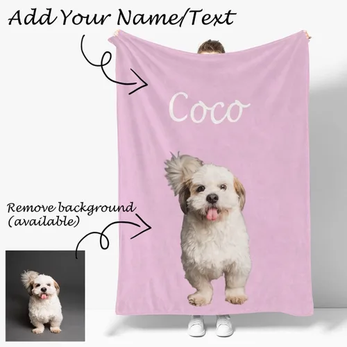 Miniatura 4 de Manta personalizada, mantas personalizadas con texto fotográfico, regalo divertido para amigos de mascotas, cumpleaños, Navidad Personalizado01