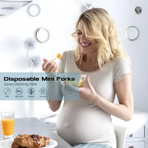 Miniatura 5 de Tenedores Mini para Aperitivos, Tenedor Mini Desechable para Aperitivos, Palillos Elegantes de Dos Puntas para Aperitivos y Frutas, Tenedores