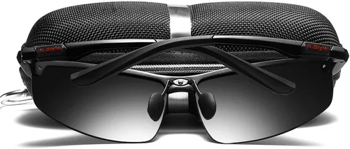 Miniatura 6 de Gafas de sol polarizadas de montura completa para hombres y mujeres, gafas de lectura deportivas envolventes con protección UV Negro
