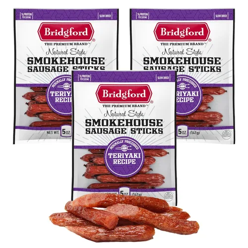 Miniatura 17 de Bridgford Smokehouse - Palitos de salchicha Teriyaki de 5 onzas, paquete de 2 – Hecho con carne de res y cerdo – Sin gluten y alto contenido