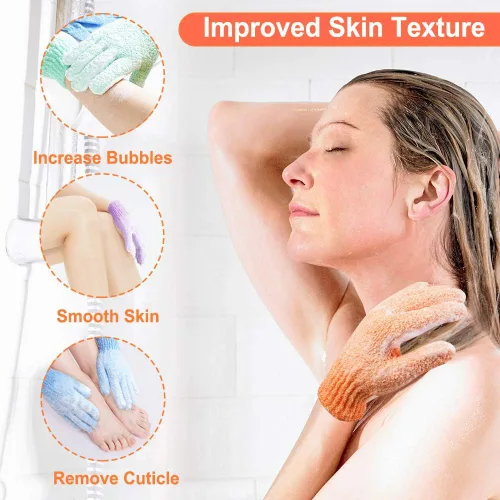 Miniatura 4 de 16 guantes de ducha exfoliantes, guantes de baño exfoliantes de doble cara, limpieza profunda, piel muerta para spa, masaje, belleza, ducha