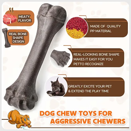 Miniatura 3 de Juguetes para perros para masticadores agresivos, juguete de huesos indestructibles para masticadores agresivos, juguete resistente para cachorros