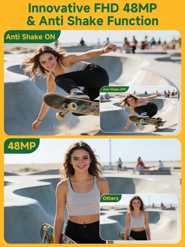 Miniatura 3 de Cámara digital, cámara compacta 4K 48MP para adolescentes, zoom 16X antivibración, tarjeta SD de 32 GB, 21 filtros, rejilla de encuadre, sello