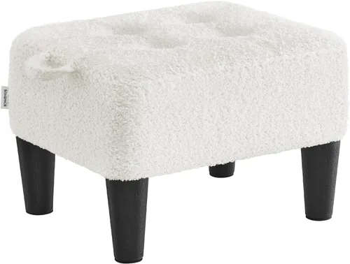 Miniatura 10 de SONGMICS Taburete para pies con patas, Otomán Taburete Pequeño, Asiento de Terciopelo con Cojín Grueso, para Sala de Estar, Dormitorio, Entrada