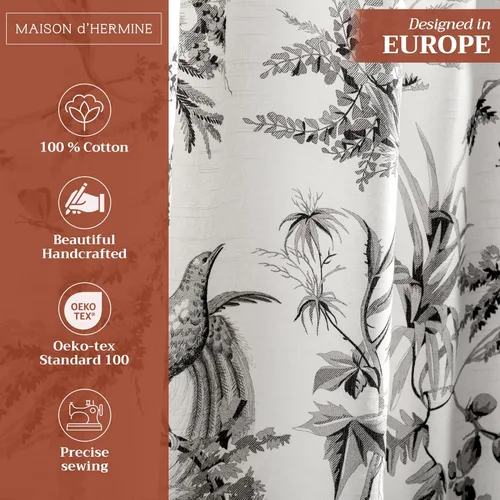 Miniatura 2 de Maison d' Hermine Cortinas para Sala de Estar 100% Algodón 84 Pulgadas de Largo Un Panel Cortinas de Filtrado de Luz Toile para Ventanas de 37