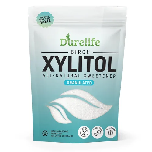 DureLife XYLITOL - Sustituto de azúcar de 4 onzas, hecho de xilitol de abedul 100% puro, sin OMG, sin gluten, Kosher, alternativa de azúcar, (tamaño