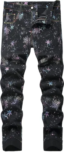 Miniatura 15 de Baylvn - Pantalones de mezclilla entallados y estampados para hombre con corte recto
