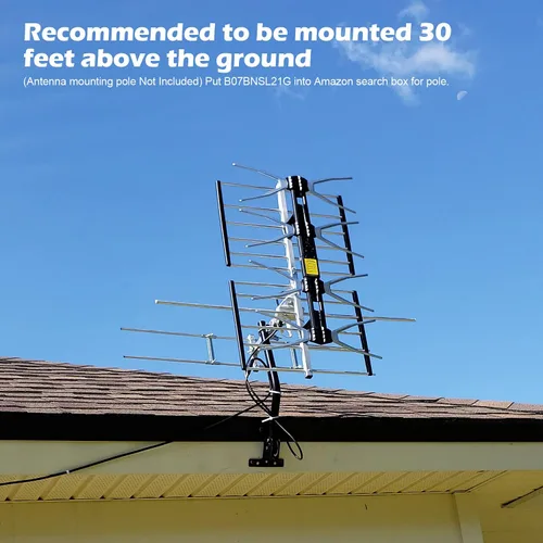 Miniatura 7 de PBD - Antena digital HDTV para exteriores con amplificador de alta ganancia y bajo ruido, cable coaxial RG6 de 40 pies, divisor de 2 vías, rango
