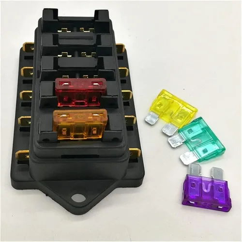 Miniatura 3 de 12V/24V 4 vías 5 vías auto hoja caja de fusibles titular circuito estándar ATO + fusible de hoja libre (color : soporte de fusible ATO 4 vías)