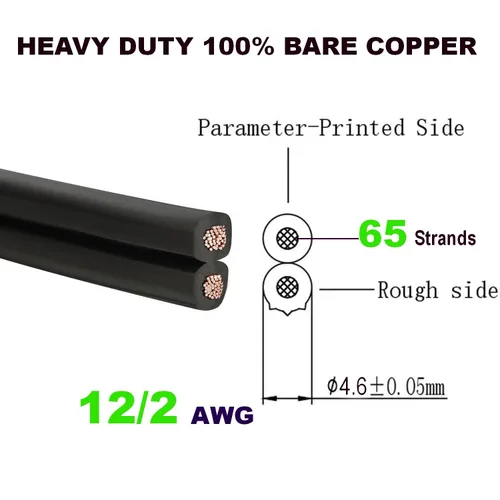 Miniatura 2 de TUOFENG Cable de paisaje de bajo voltaje de calibre 12/2, cable de iluminación exterior de 100 pies, cable de iluminación exterior de 12 AWG, 2