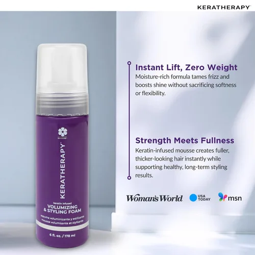Miniatura 4 de KERATHERAPY Espuma nutritiva voluminizadora con infusión de queratina, 6 onzas líquidas, 6.0 fl oz, espuma para peinar el cabello con aceite