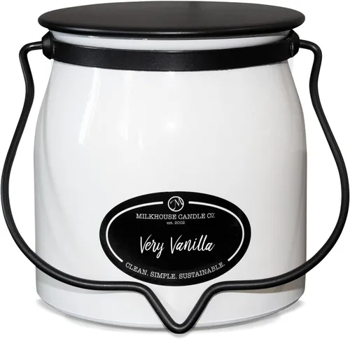 Miniatura 49 de Milkhouse Candle Company Vela de soja de manzana y caramelo, rodajas de manzana, canela, perfumada a vainilla dulce, tarro de mantequilla de 16
