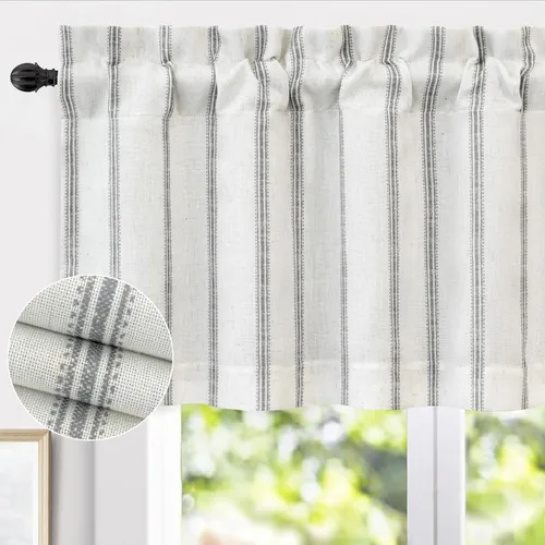 Miniatura 21 de DriftAway Briony - Cortina opaca con amarre para cocina, ajustable, diseño de globos, líneas texturizadas, estampadas, persianas romanas
