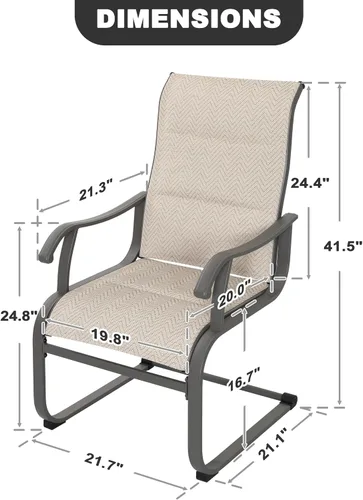 Miniatura 2 de NUU GARDEN Patio Dining Chairs Set of 2, Outdoor Textilene Chairs with High Back and Breathable Seat, for Garden Deck Backyard Porch, Grayish Beige