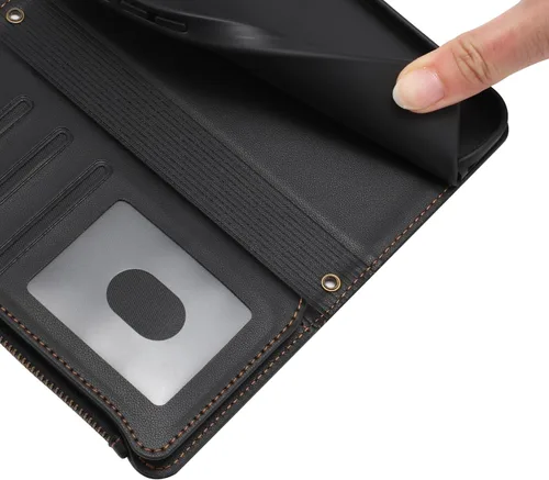 Miniatura 5 de Compatible con Realme P1 Pro, compatible con Realme 12 Pro 5G / 12 Pro Plus 5G, funda con función atril y doble ranura para tarjetas con cremallera