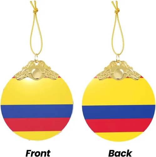 Miniatura 3 de Bandera de Colombia imprimir cristal redondo adorno de Navidad, colgante de cristal, decoración del árbol de Navidad o regalo
