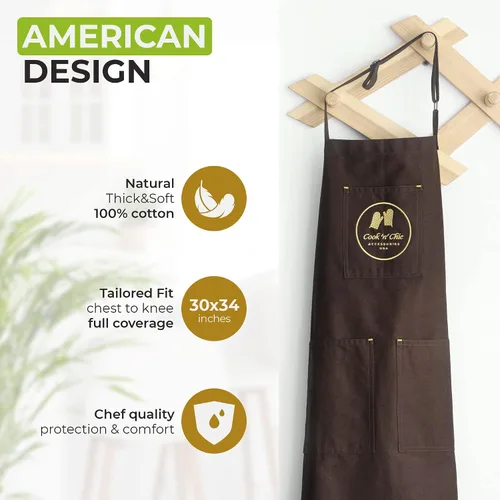Miniatura 2 de Delantal de cocina Essential Chef - Profesional y duradero para cocinar - Delantal de cocina de algodón - Ajustable por Cook'n'Chic
