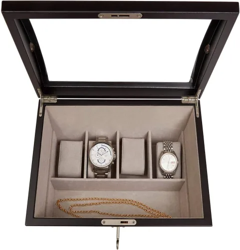 Miniatura 7 de Mele Co Royce - Caja de madera con tapa de cristal de bloqueo personalizada para relojes y accesorios