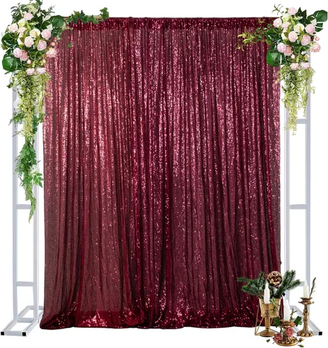 Miniatura 20 de DUOBAO Cortinas de lentejuelas 2 paneles de 2 x 8 pies, cortina de fondo con purpurina arcoíris para fiestas de Navidad, cortinas de secuencia