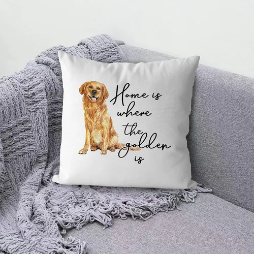 Miniatura 2 de KEUSPI Funda de almohada Golden Retriever, regalos para mujeres, perros y madres, Home is Where The Golden is Decor Funda de almohada de 18 x 18