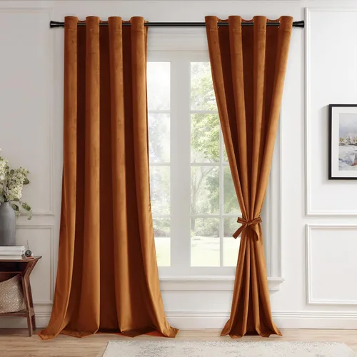 Miniatura 65 de JIUZHEN - Cortinas de terciopelo gris de 63 pulgadas opacas para sala de estar - Cortinas gruesas de terciopelo con ojales para ventana