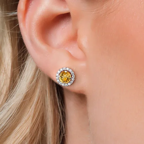 Miniatura 150 de Gem Stone King Aretes redondos de plata de ley 925 de 0.236 in con piedra natal extraíble para mujer