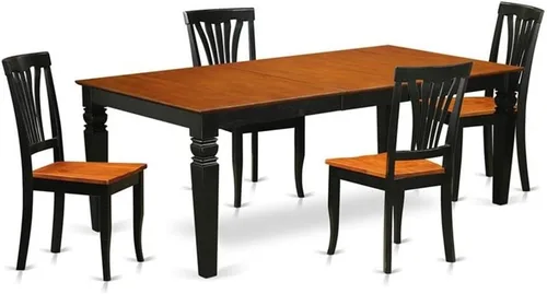 East West Furniture LGAV5-BCH-W - Juego de cocina de 5 piezas que incluye una mesa de comedor rectangular con hoja de mariposa y 4 sillas de asiento