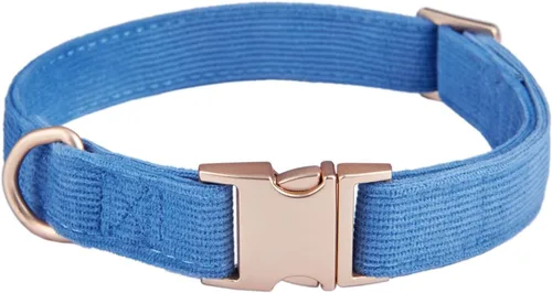 Miniatura 7 de Collar suave para perro con hebilla de metal, ajustable, duradero, cómodo, de pana de algodón, para perros medianos, collares de terciopelo