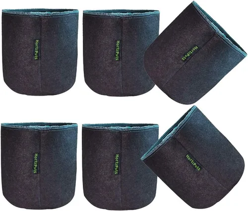 HORTIPOTS Macetas de tela de 1 galón de tela no tan flexible para podar aire, bolsas de cultivo color negro y gris (paquete de 6)