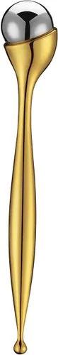 LISAPACK Varita de rodillo de crema de ojos de metal, masaje facial, masajeador facial para aplicador, reduce la hinchazón (dorado)