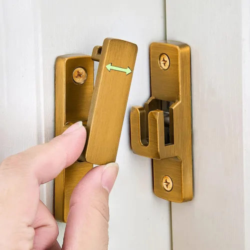 Cerradura de puerta de granero de 90/180°, cierre abatible de aleación de zinc para pestillos de seguridad para puertas de granero, ventanas, Latón