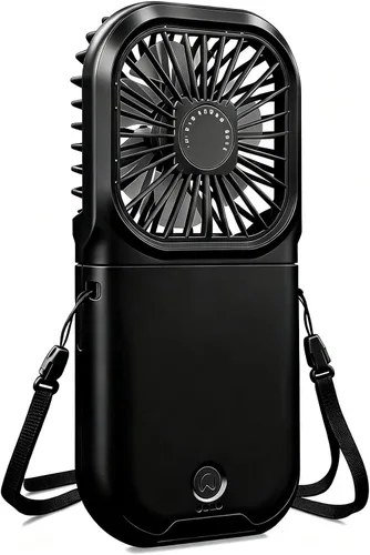 Miniatura 12 de Ventilador portátil para el cuello mini, silencioso, de mano, personal, plegable, recargable por USB, operado para el hogar, oficina, exteriores