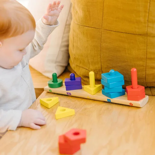 Miniatura 8 de Tablero Melissa & Doug Apila y Ordena, juguete educativo de madera con 15 piezas de madera maciza