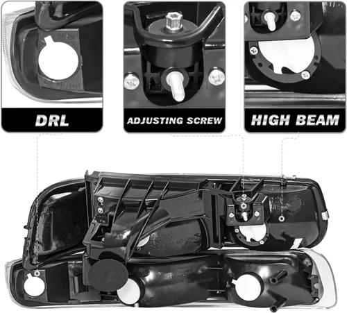 Miniatura 8 de SOCKIR 6 piezas para 1999-2002 GMC Sierra 00-06 Yukon conjunto de faros y luces antiniebla + faro delantero de parque/señal LH+RH con bombillas