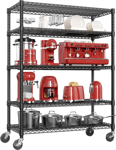 Miniatura 14 de IZEUK Estantes de Almacenamiento Conectados, Unidad de Estantería Metálica Ajustable DIY de Servicio Pesado para Esquina, Ideal para Cocina, Garaje