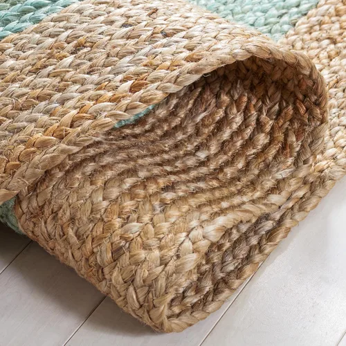 Miniatura 5 de SAFAVIEH Natural Fiber Collection - Alfombra ovalada, 2 pies 6 pulgadas x 4 pies, ovalada, azul aguamarina y marrón natural, yute hecho a mano
